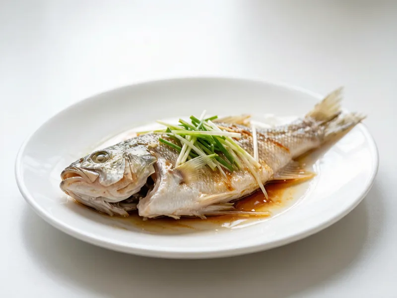 Scallion Oil Steamed Sea Bass